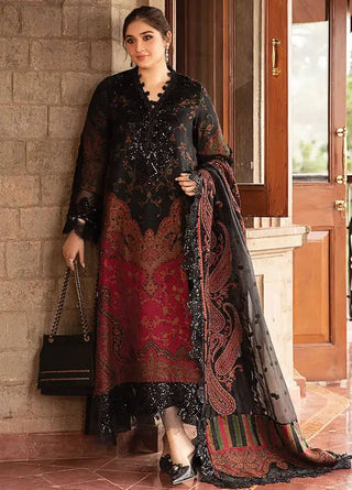 Maria B Black Rust Printed embroidered Lawn Collection 3 piece Unstitched